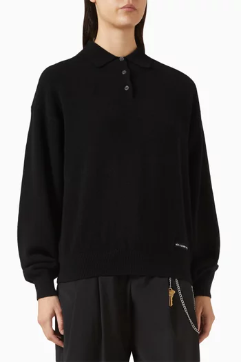 تي شيرت بولو بشعار الماركة مزيج صوف