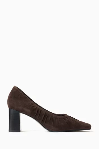 Block Heel Pumps in Suede
