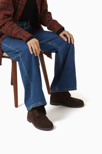 حذاء بوت ببطانة فرو شمواه