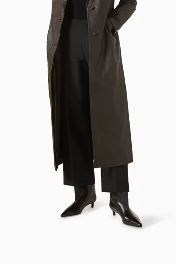 حذاء بوت بطول الكاحل بكعب 40 مم جلد