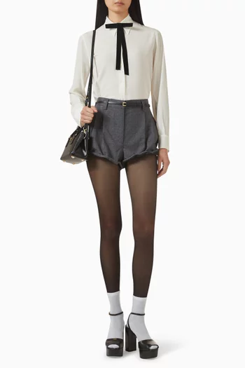 Bow Shirt in Silk Crepe de Chine