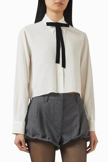 Bow Shirt in Silk Crepe de Chine