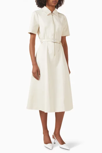 فستان شينو بنمط قميص بسحّاب وحزام