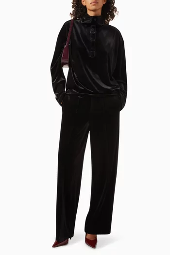 Button-collar Top in Velvet