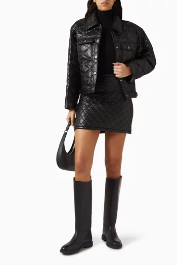 Glossy Quilted Bomber Jacket