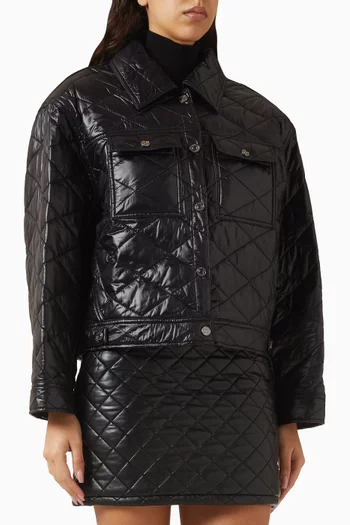 Glossy Quilted Bomber Jacket
