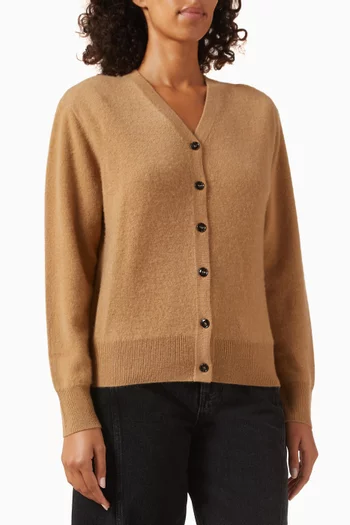 Padded-shoulder Cardigan in Cashmere