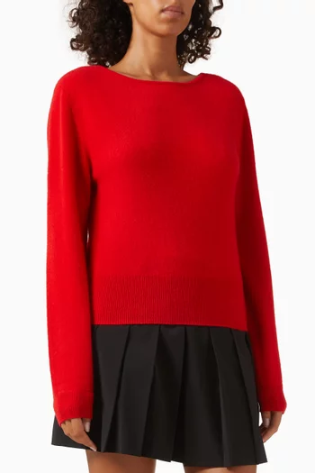 Boatneck Knit Sweater in Cashmere