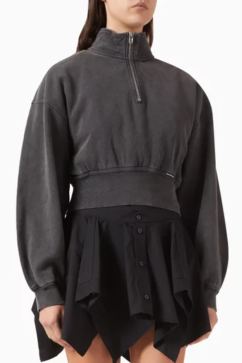 سويت شيرت بقصة قصيرة وسحّاب قصير قطن