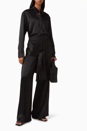 High-rise Boxer Pants in Silk Charmeuse