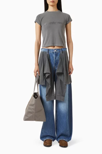 بنطال جينز بقصة ساق واسعة دينم