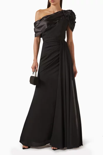 Embellished One-shoulder Gown