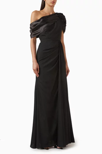 Embellished One-shoulder Gown