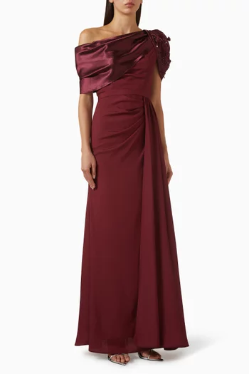 Embellished One-shoulder Gown