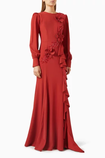 Embellished 3D Floral Gown