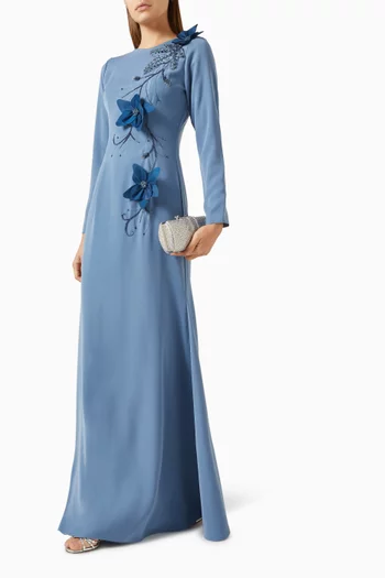 Embellished 3D Floral Gown