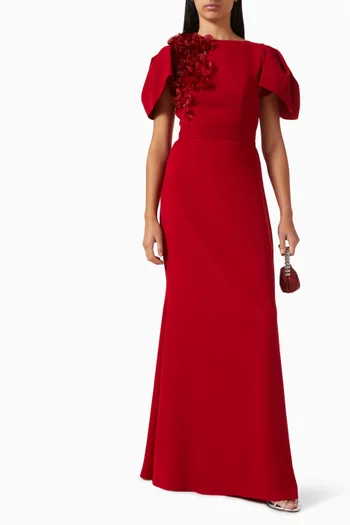 Embellished 3D Floral Gown