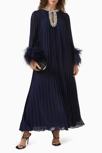 Feather Midi Dress in Chiffon