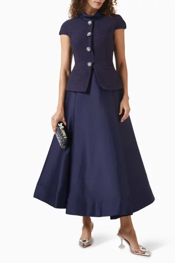 Boucle Taffeta Midi Dress