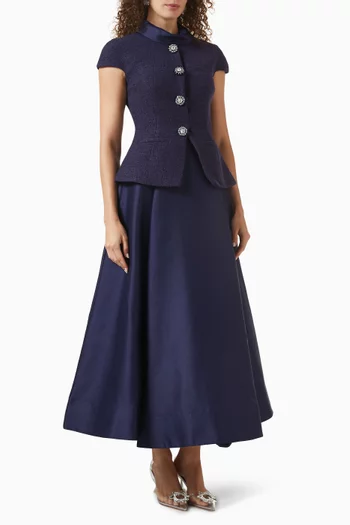 Boucle Taffeta Midi Dress