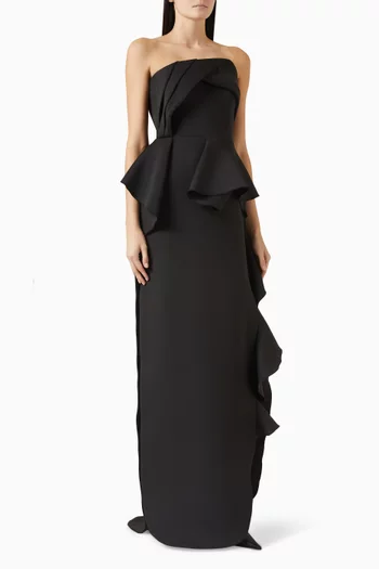 Ruffle Strapless Gown in Scuba