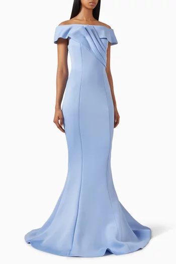 Off-shoulder Gown in Scuba