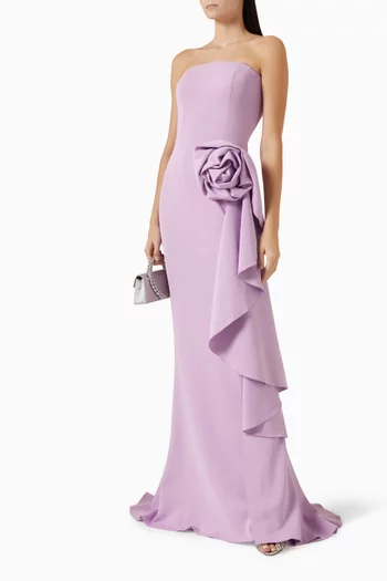 3D Floral Gown in Scuba