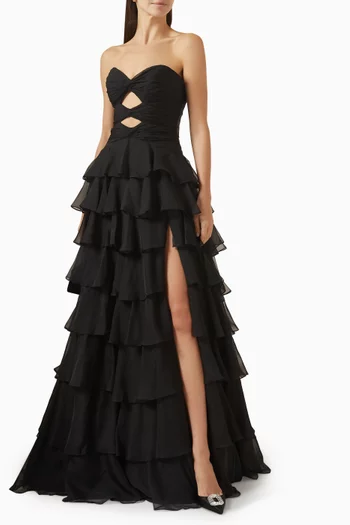 Tiered Ruffle Gown in Chiffon