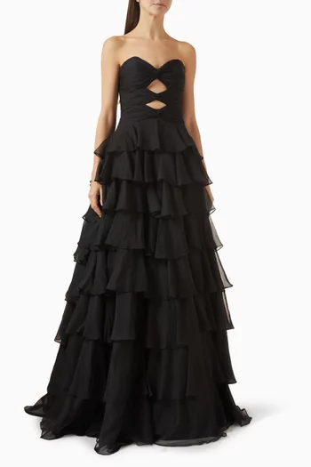 Tiered Ruffle Gown in Chiffon
