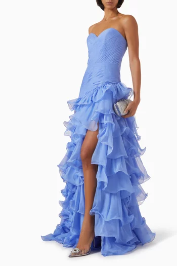 Tiered-ruffle Gown in Chiffon