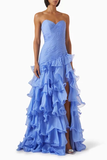 Tiered-ruffle Gown in Chiffon