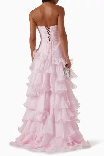 Tiered-ruffle Gown in Chiffon