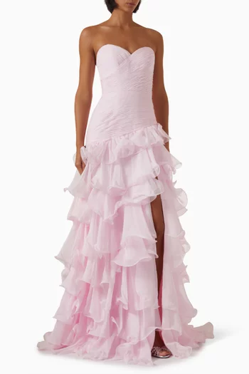 Tiered-ruffle Gown in Chiffon