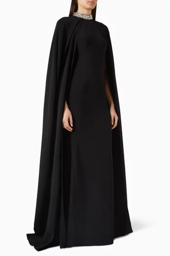 Embellished Cape Gown