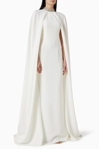 Embellished Cape Gown