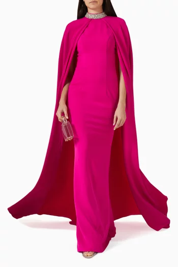 Embellished Cape Gown