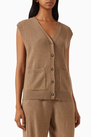 Button Vest in Cashmere