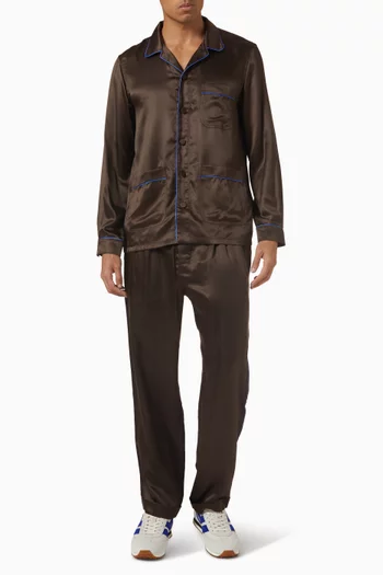 Jacquard Micro Dot Pajama Piping Shirt in Silk