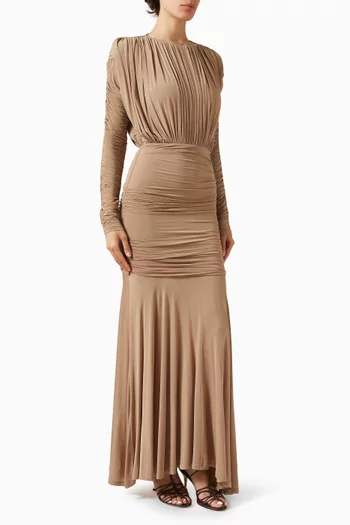 Sorrel Draped Maxi Dress in Viscose-blend