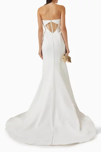 فستان سهرة بذيل كريب