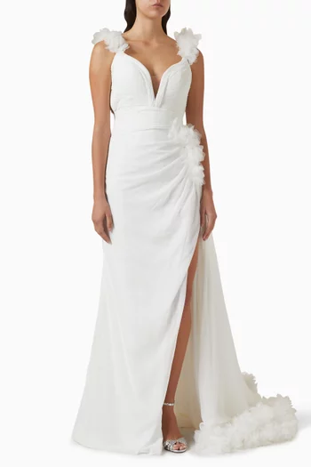 فستان سهرة بكشكش شيفون