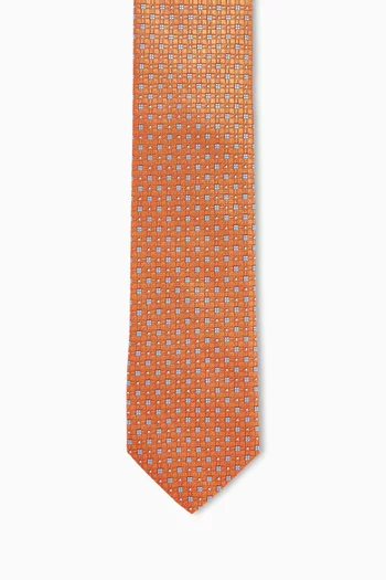 Micro Floral-print Tie in Woven-silk