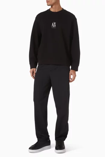 سويت شيرت بشعار الماركة الشهير مزيج قطن