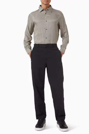 All-over AX Print Mandarin-collar Shirt in Technical Fabric