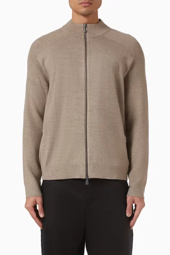 Two-way Zip-up Cardigan in Cotton