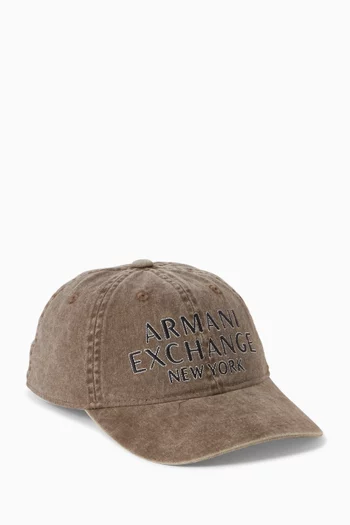 Logo Embroidered Cap in Denim