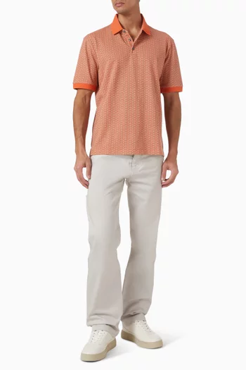 تي شيرت بولو بشعار الماركة بالكامل قطن