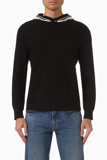 كنزة بغطاء رأس مزينة بشعار AX قماش معالج