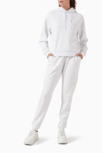 كنزة بغطاء رأس وطبعة شعار الماركة مطرز بالغليتر مزيج فيسكوز