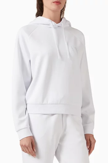 كنزة بغطاء رأس وطبعة شعار الماركة مطرز بالغليتر مزيج فيسكوز